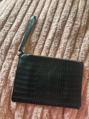 Black Faux-Croc Wristlet Clutch thumbnail 1