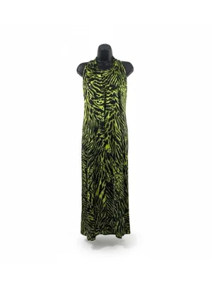 Ganni Women’s Lime Tiger Halter Top Dress Size 42/L Silk NWT Casual Evening Dres thumbnail 3