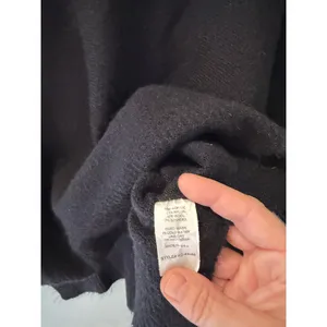Black Cropped Sweater Bell Sleeve Raw Hem Made in USA Wool Blend Y2K thumbnail 4