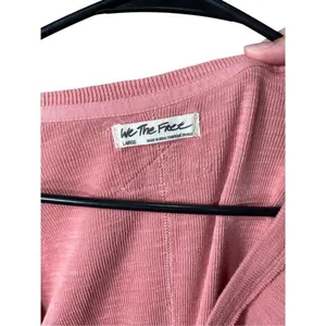 Free People Rose Pink Ribbed Scoop Neck‎ Puffed Short Sleeve Top L thumbnail 7
