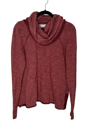 Free People Beach Cowl Neck Pullover Women‎ Medium Burgundy Excellent Slub Knit thumbnail 1