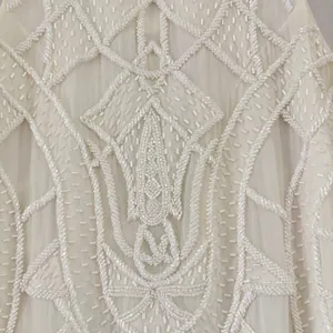 Karina Grimaldi‎ White Beaded Maxi Dress XS Neiman Marcus Art Deco Bridal Gown thumbnail 5