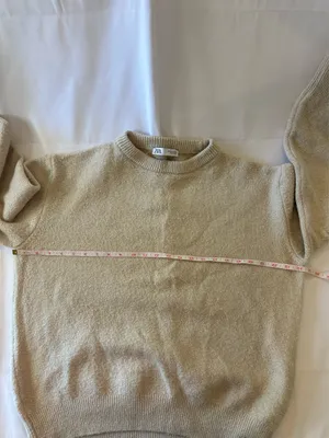 Zara Women's Beige Knit Oversized Crew Long Sleeve Pullover Sweater Top Size M thumbnail 4