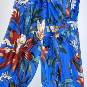 NWOT Farm Rio Blue Surreal Flowers Wrap Long Sleeve Mini Dress Size L thumbnail 7