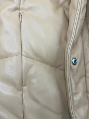 Abercrombie & Fitch Ultra Vegan Leather Puffer Jacket Camel Tan Small Hooded thumbnail 3