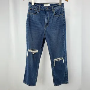 Abercrombie &‎ Fitch Ankle Straight Ultra High Rise Distressed Straight Jeans 27 thumbnail 3