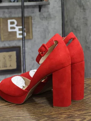 Sun Stone Block Heel Platform Sandals with Ankle Strap 10018613300 Red Micro 10M thumbnail 2