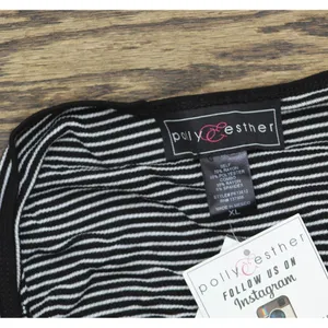 NWT Polly & Esther Striped Scoop-Neck Skimmer Knit T-Shirt Tee Black / White XL thumbnail 5