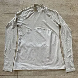 Nike Dri-fit Women's Compression Top M Sparkle Ivory Mock Neck Long Sleeve‎ thumbnail 1