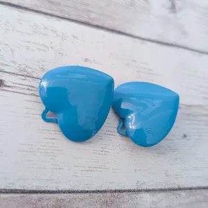 Vintage Clip On Earrings Blue Heart Just Over 7/8" thumbnail 4