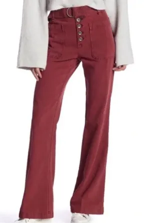 Free People Corin Flare Boho Button Fly Pants Red Size Women’s 8 thumbnail 1