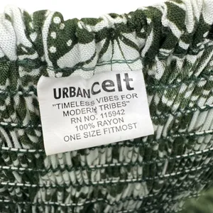 Urban Celt One Size Maxi Dress‎ Dark Green White Smocked Bodice Rayon Sundress thumbnail 5