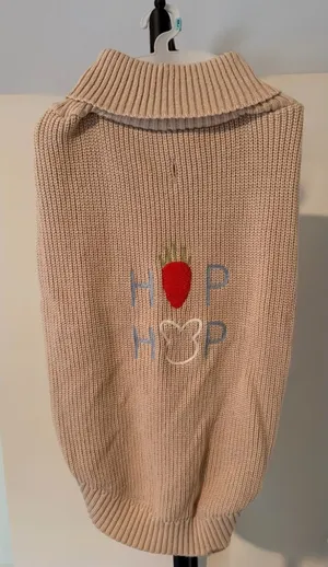 Beige nwt size xxl pet dog Knit Cowl Neck Sweater hop hop carrot bunny rabbit thumbnail 1