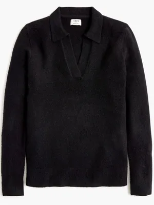 J. Crew women Black V-Neck Polo-Collar Sweater extra soft thumbnail 1