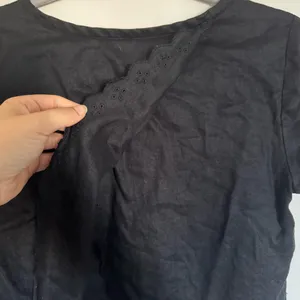 J. Crew Women Size 0 Linen Eyelet Lace Black Cross Open Back Blouse Top thumbnail 8