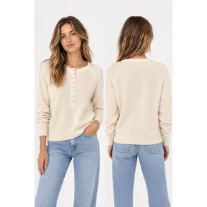 NAADAM Cashmere Quarter Button Sweater Ivory Large White thumbnail 2