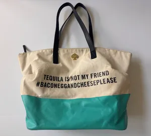 Kate Spade Graphic Canvas Tote | Tequila Is Not My Friend | Large Zip Tote thumbnail 1
