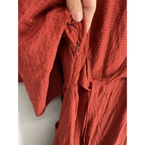 ASOS Women Midi Dress Rust Orange Textured V-Neck Pockets Back Tie Size 8 thumbnail 5