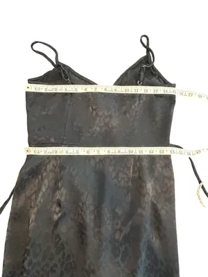 Abercrombie & Fitch BLK leopard satin ruffle wrap dress goth grunge edgy chic M thumbnail 6