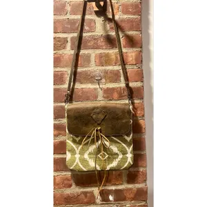 Myra Bag Olive Ikat Woven Leather Boho Western Crossbody thumbnail 2