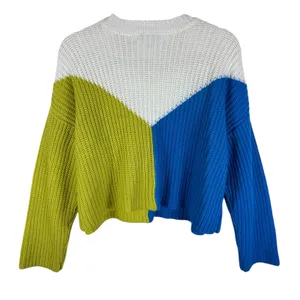 Sincerely Jules Blue Green Cream Long Sleeve Oversized Chunky Knit Sweater Large thumbnail 3