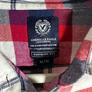 American Eagle Outfitters Womens Sz M Favorite Fit Flannel Shirt Plaid Red Black thumbnail 6