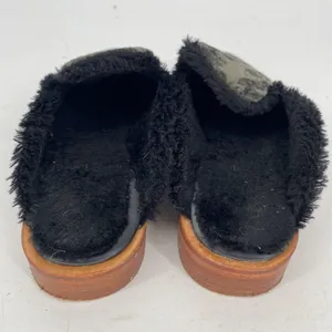 Free People Butterfly Effect Faux Fur Crushed Velvet Mules Green Sz EU 38 US 7.5 thumbnail 3