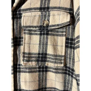 Windsor Women's Size M Tan Plaid Shirt Jacket Shacket Flannel *Missing Button* thumbnail 3