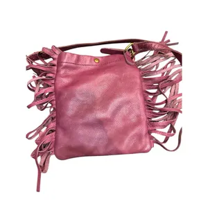 Lucky Brand Leather Fringe Crossbody Shoulder Bag Brown Boho Hippie‎ Plum thumbnail 4