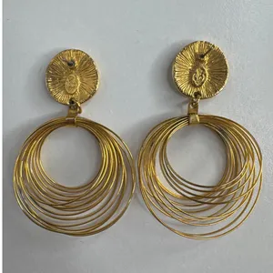 Vintage 1980s–1990s Couture Gold Tone Wire Chandelier Statement Earrings thumbnail 3