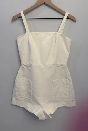 Alexis Arlington Cross Back Playsuit in Off White Large thumbnail 1