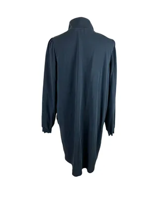 Garnet Hill Black Quarter Zip Shift‎ Dress Minimalist Quiet Luxury Pockets L thumbnail 2