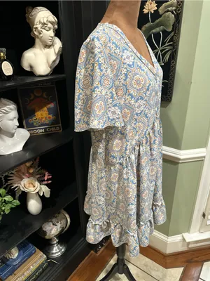 Hailey & Co Blue Floral Button‑Down Flirty Dress – Size Small thumbnail 10