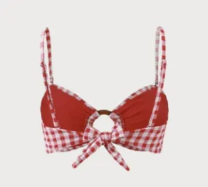 BERLOOK Red Plaid O-Ring Ruched Bikini Top AND Red Plaid Ruched Bikini Bottom 22 thumbnail 6