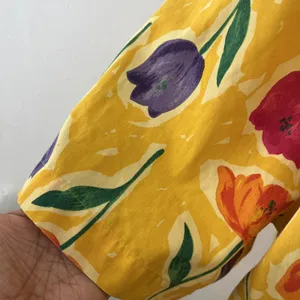 90s Floral Blouse Top XL Yellow Funky Art Teacher Button down Bloomcore Teacher thumbnail 3