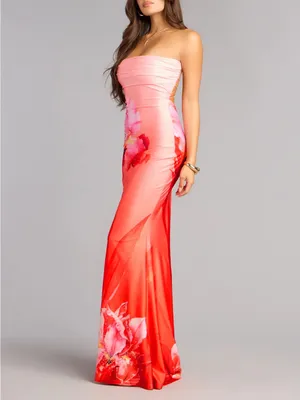Windsor Summer Tropical Strappy Formal Dress Strapless thumbnail 3