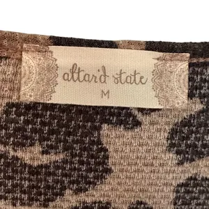 Altar'd State Leopard Peplum Top Women's‎ M Brown Ruffle Boho Hippie Waffle Knit thumbnail 3