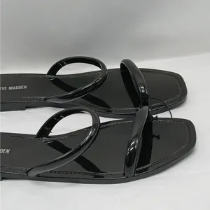 Steve Madden Pike Strappy Jelly Sandals Shoes Womens Size 10 Black Slip On Flats thumbnail 4