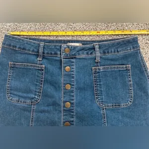 Altar’d State Denim Button-Front Mini Skirt - Blue thumbnail 2