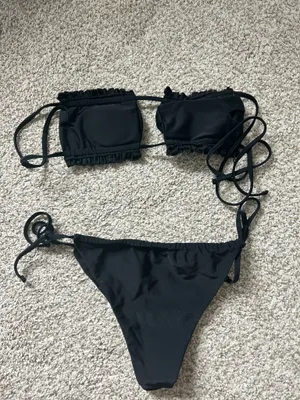 Strapless Black Bikini Set Shein thumbnail 2
