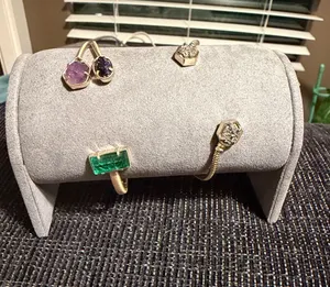 Two Kendra Scott Gold Bracelets Green and Purple Gem Accents / druzy cuff thumbnail 1
