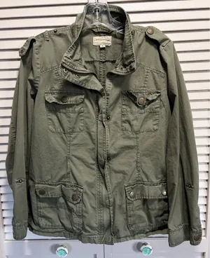 Ashley Zip/Snap Up Utility Jacket Size‎ Medium Pockets Cotton Collar Belt Loops thumbnail 1