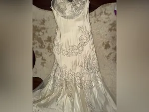 VTG Sue Wong Nocturne Silk Beaded Mermaid Wedding Dress Ivory Gown Sequin formal thumbnail 10