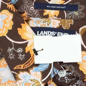 NWT Lands' End Sleeve Patterned Dress Shirt 484704 16 Tall Walnut Brown Floral thumbnail 3