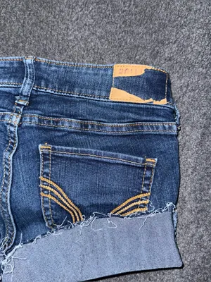 Hollister Low Rise Micro Mini Jean Booty Shorts Dark Wash Denim Sz 24 y2k grunge thumbnail 3