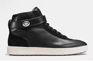 Coach‎ Q9125 C213 Black Leather Suede High Top Sneakers Shoes size 9.5 thumbnail 1