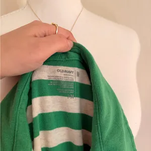 Y2K Old Navy Green and White Striped Polo 100% Cotón  thumbnail 6