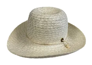 Vintage 80s Union Made Straw Cowboy Hat Cream Western Sun‎ Hat Made in USA thumbnail 1
