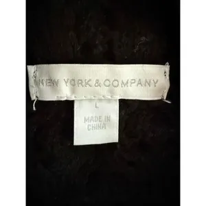 New York & Co Black Fisherman Knit Funnel Neck Boxy Sweater L thumbnail 6