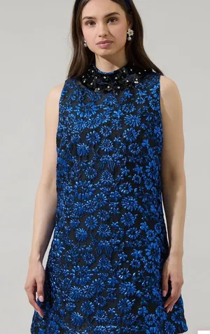 SugarLips Centralia Jaquard Floral Emla Sleeveless Mini Dress Size Large thumbnail 1